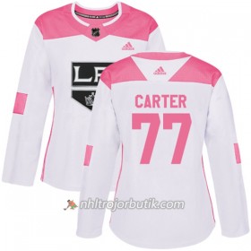Dame Ishockey Los Angeles Kings Tröja Jeff Carter 77 Adidas 2017-2018 Vit Rosa Fashion Authentic